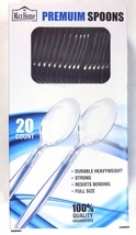 Max Home Premium Spoons, Clear Plastic, Full Size, Heavyweight (20 Count) - £10.22 GBP