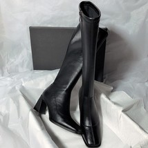 Patent Leather High Heels Long Boots Women Autumn Square Toe Knee-high Botas Wom - £40.08 GBP