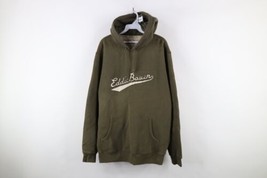 Vintage Eddie Bauer Mens Large Tall Spell Out Script Heavyweight Hoodie Green - $74.20