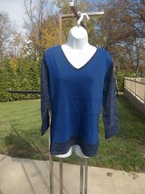 NWOT CABLE&amp;GAUGE FAB BLUE METALIC SWEATER XL - £19.97 GBP