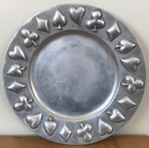 Vtg 1999 Mariposa Brillante Pewter Playing Card Suits Serving Tray Platter 13&quot; - £63.95 GBP