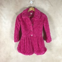 Juicy Couture Kids Girl&#39;s 8-10 Crushed Faux-Fur Hot Pink Button-Up Jacket - £30.14 GBP
