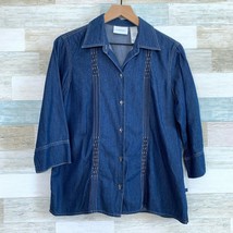 Liz Claiborne Western Denim Shirt Blue Prairie Lizwear Jeans Womens Medium - £15.24 GBP