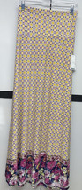 NEW 2.0 LuLaRoe 2XL Yellow Navy Pink White Floral Dipped Slinky Maxi Skirt Dress - £34.98 GBP