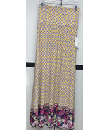 NEW 2.0 LuLaRoe 2XL Yellow Navy Pink White Floral Dipped Slinky Maxi Ski... - $42.99