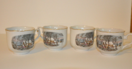 Set of 4 Avon Currier &amp; Ives Winter Scene Tea Cup (Scalloped) - £14.95 GBP