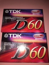 New Lot of 2 TDK D60 High Output Blank Audio Cassette Tapes Sealed - £13.92 GBP