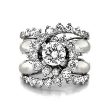 Cubic Zirconia &amp; 1.25ctw Diamond Accent 18k White Gold Ring 15.6g Size 5 - £3,150.57 GBP