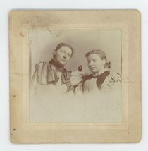 Antique Circa 1890s Square 3.75x3.75 in Cabinet Card Two Lovely Young Women - £7.46 GBP