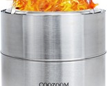 Coozoom 19 Inch Large Smokeless Fire Pit With Stand Portable Stainless S... - £153.54 GBP
