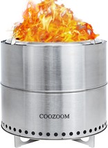 Coozoom 19 Inch Large Smokeless Fire Pit With Stand Portable Stainless Steel - £152.41 GBP