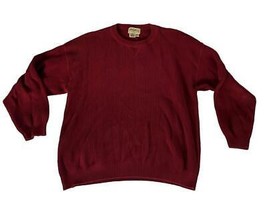 Eddie Bauer Hommes Coton Rouge Pull USA Fabriqué 1980&#39;s - $55.10