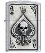 Zippo Lighter - Ace Skull Card Satin Chrome - 853281 - £22.98 GBP