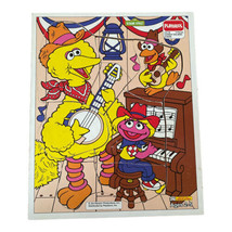 Vintage Playskool Sesame Street 8 Pc Wood Tray Puzzle Cowboy Big Bird &amp; Band 315 - £6.39 GBP
