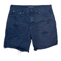 Aeropostale men’s Athletic Cut-Off Denim Jean Shorts Size 32 Black Distr... - $14.99