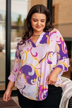 Lizzy Bell Sleeve Top in Regal Lavender and Gold - $31.49