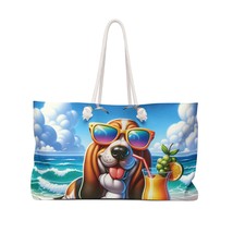 Personalised/Non-Personalised Weekender Bag, Summer Beach Dog, Bassett Hound, La - £38.99 GBP