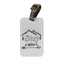 Lightweight Adventure Acrylic Luggage Tag w/ Card Insert &amp; Leather Strap - Perso - £17.02 GBP