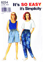 Misses' Pants, Shorts & Top Vtg 1996 Simplicity Pattern 8254 sizes 10-20 UNCUT - $12.00