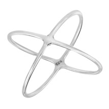 Stylish Infinite Loop Open X Orbit Sterling Silver Band Ring-9 - £8.84 GBP
