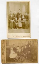 2 Cabinet Cards Family Group Man Wife &amp; 5 Kids Mapleton Minnesota  - £18.99 GBP