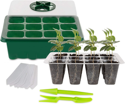 Seed Starter Tray (10 Pack) 12 Cell Seedling Plant Germination and Tool Kit for  - £19.32 GBP