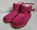 Koolaburra by UGG Girls Size 3 Suede Pink Fur Lined Short Mini Boots Bar... - $29.99