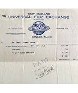 Universal Films Exchange 1914 WW2 Era Invoice Center Theater Maine DWEE3... - $729.90 MXN