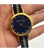 Tokyo Bay Gold Tone Blue Dial St. Steel 28mm Women’s Watch Working New B... - $302.25 MXN
