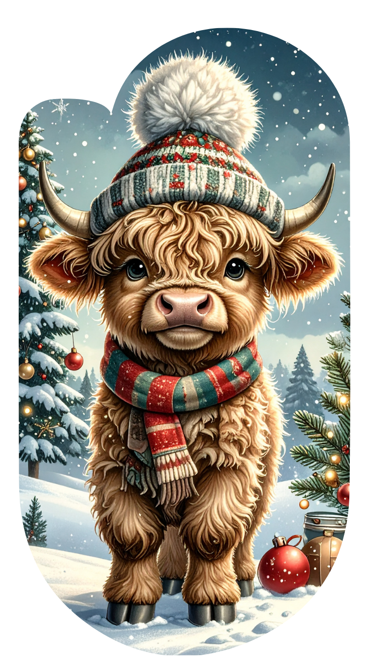 Winter Christmas Cow Paperclip Design Clipart 120PNG Digital Download Bundle  Item image 11