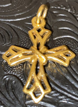 Vintage Gold Tone Filigree Cross Pendant 1 Inch Beautiful Creation Bless... - £9.02 GBP