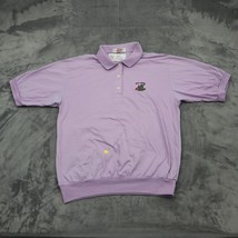 AM Player Shirt Womens L Purple Chest Button Short Sleeve Collared Top - £20.55 GBP