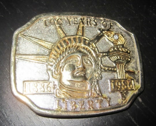 1980s 100 yrs Commemorative STATUE of LIBERTY Gold Silver Tone Belt buckle - $23.99
