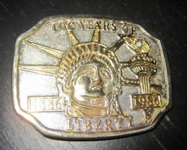 1980s 100 yrs Commemorative STATUE of LIBERTY Gold Silver Tone Belt buckle - £19.22 GBP