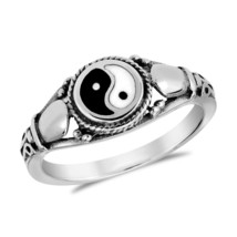 Timeless Yin and Yang Cobra Symbol Sterling Silver Ring-7 - £13.52 GBP