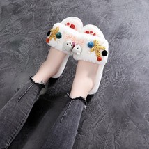Women Soft Cotton Shoes Korea Winter Plush Indoor Pink Slip-On Footwear Comforta - £22.70 GBP