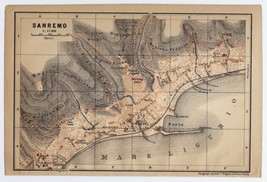 1906 ANTIQUE CITY MAP OF SAN REMO SANREMO / LIGURIA / ITALY - $25.01