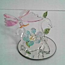 Glass Baron Butterfly on Branch with Mirror Blown Glass Figurine - £35.97 GBP
