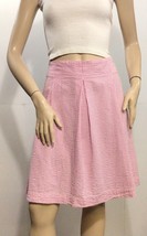 LANDS END Seer sucker Pink &amp; White Striped Skirt (Size 10) - £11.95 GBP