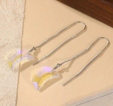 Iridescent moon threader chain earrings - $14.84