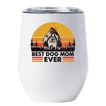 Best Shih Tzu Dog Mom Ever Wine Glass Tumbler 12oz With Lid Gift For Pet Paw Lov - £17.97 GBP