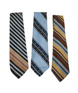 Lot of 3 Vintage 1970s Men&#39;s Wide Neckties Blue Stripe Polyester - $445.00 MXN