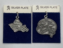 Hawaii Silver Plate Travel State Charm New Old Stock Lot Of 2 Oahu Islands - £9.31 GBP