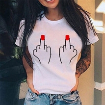Summer Fashion Middle Finger Chest Graphic T Shirt Casual Simple Women T... - $9.99