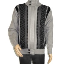 Men's Fancy European Sweater Jacket By Silversilk Fashionable 11007 Gray image 10