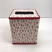 Handmade Christmas Candy Cane Fabric Tissue Cover Box Holiday Decor - £19.91 GBP