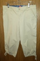 OP Ocean Pacific Women&#39;s Beige Cargo Capri Pants Button Waist Size 11 Ju... - £8.60 GBP