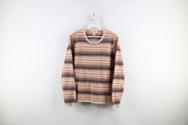 Vtg 90s Eddie Bauer Womens Large Lambswool Silk Knit Fair Isle Sweater Rainbow - £62.09 GBP