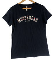 Moosehead Lake Maine T Shirt Medium Womens Navy Blue Raised Lettering St... - $21.32