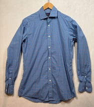 Ralph Lauren Purple Label Tailored Fit Shirt Blue Check Cotton Italy Men... - $78.39